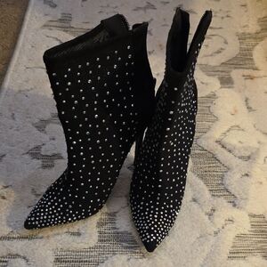 Liliana Black Studded Heeled Boots